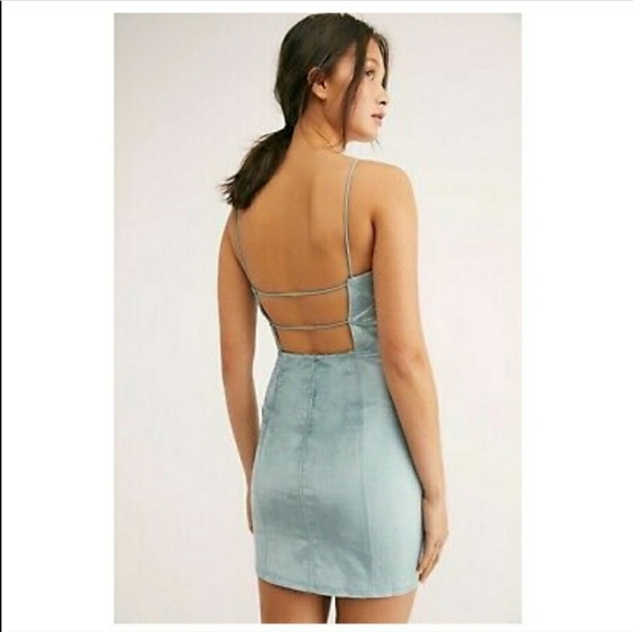 NWT Free People Mint Antoinette Velvet Mini Dress - Picture 2 of 10